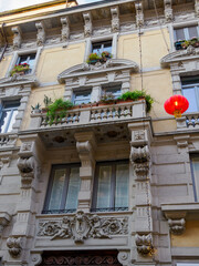 Residential buildings along via Paolo Sarpi in Milan, Italy