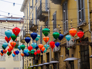 Residential buildings along via Paolo Sarpi in Milan, Italy