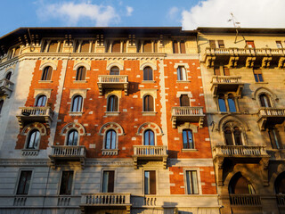 Residential buildings along via Procaccini in Milan, Italy