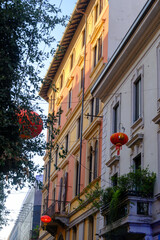 Residential buildings along via Paolo Sarpi in Milan, Italy
