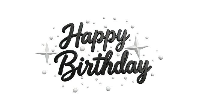 Happy Birthday 3D Text with Stars and Bubbles