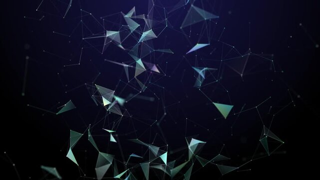 Abstract futuristic communication low poly motion background. Seamless loop.