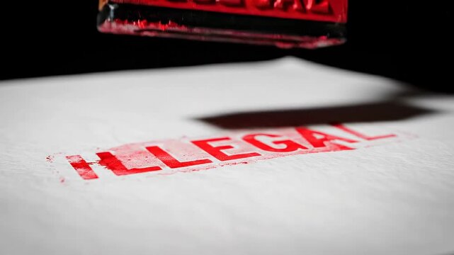 Illegal word stamped in red ink on document