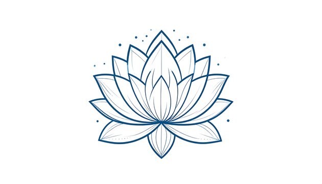 A minimalist blue lotus flower illustration on a white background