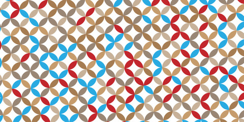 seamless vector overlap pattern circle ornament colorful stars element fabric textile design. creative diamond repeat decoration print floral texture background.