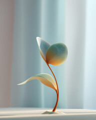 abstract plant sprout emerging from a smooth surface