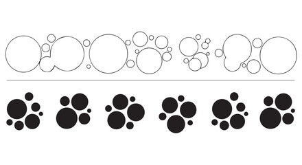 Fototapeta premium Graphic design elements, black and white bubbles, vector illustration, shapes and forms, modern art style, abstract composition, geometric patterns, creative graphics.