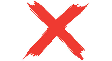 Obraz premium Red brush stroke X mark symbol on Transparent Background, indicating rejection or cancellation.