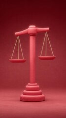 Debt over income concept, A vibrant pink scale symbolizes justice and balance in society.