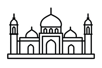 mosque icon silhouette line art vector illustration