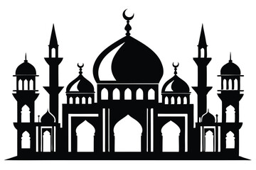 mosque silhouette line art vector illustration