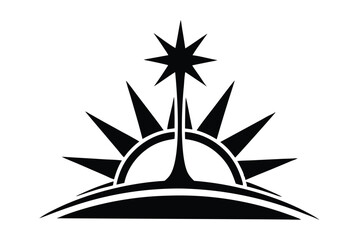 morning star silhouette line art vector illustration © kanchanrani