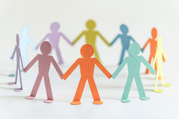 paper people chain concept of social help and togetherness in group