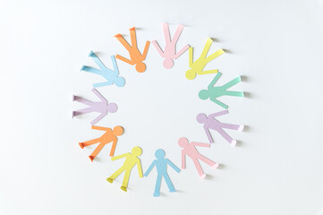 paper people chain concept of social help and togetherness in group
