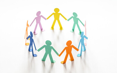 paper people chain concept of social help and togetherness in group