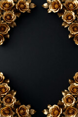 Heart shaped rose golden roses, on a dark background. Valentines day.