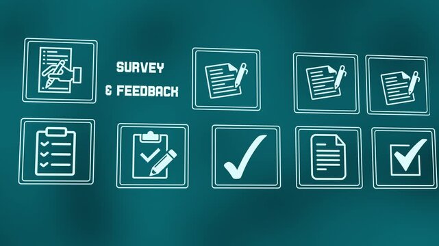 Customer survey and user feedback rating icons for consumer experience analysis.