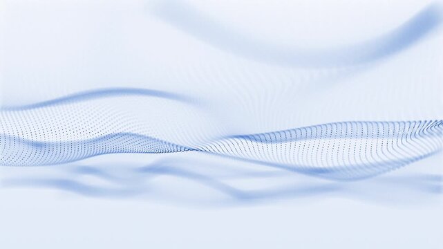 Particles blue wave Cyber technology background loop. Abstract seamless animation of mesh glowing dots digital luxurious wave particles flows background, Motion of digital data flow.