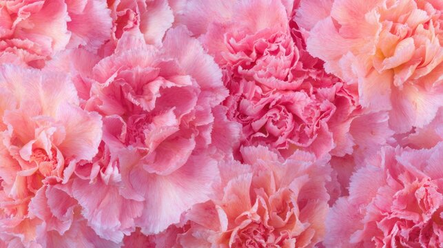 Carnations cover the surface in pink colors at a flower market during daylight