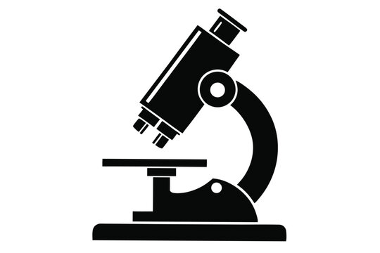 microscope silhouette line art vector illustration