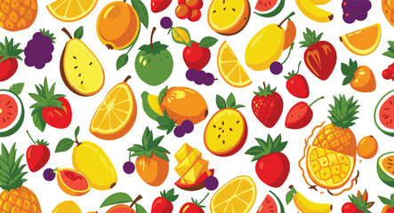 Vintage retro fruit market style pattern with classic pomegranate illustrations, old-fashioned pineapple drawings, nostalgic citrus fruits, strawberries and beautiful nostalgic fruit design
