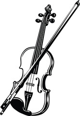 Black and white violin vector illustration