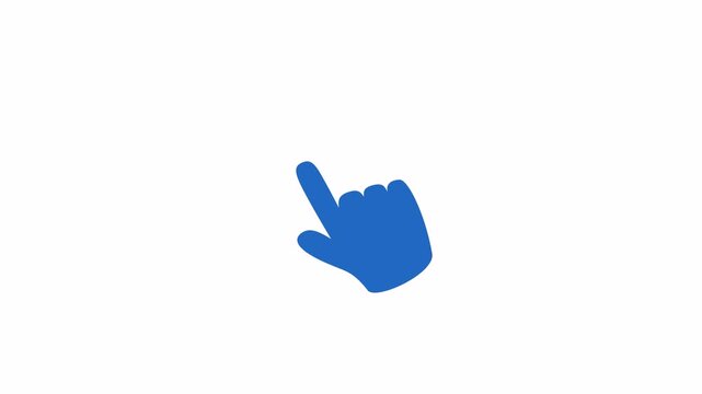 Blue Hand Pointer Selecting Digital Button Animation Isolated on Transparent Background