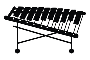 marimba silhouette line art vector illustration