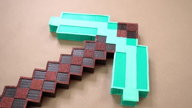 Handmade paper arts craft in shape of a pickaxe