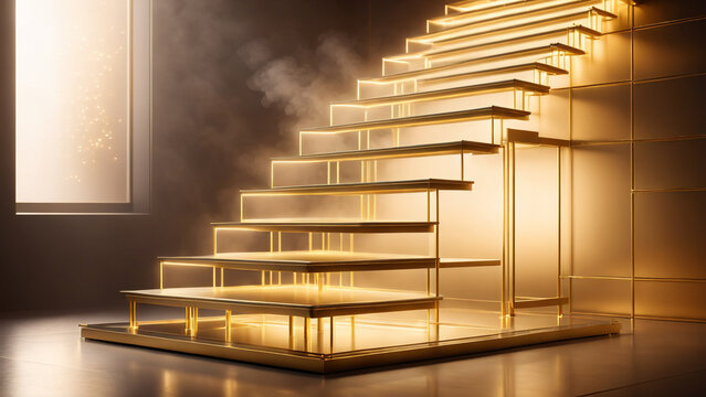 A celestial ascent of gilded beams piercing through the golden breath of ambition