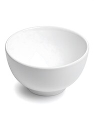 A small, white ceramic bowl on a plain background