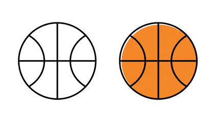Two basketballs side by side with one unfilled and one orange filled on a plain white background from a front view © Stock Image Paradise