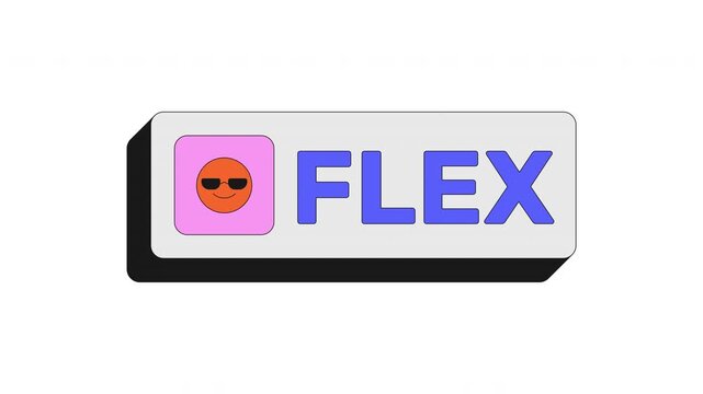 Flex modern clickable button animation. Swagger confidence. Cool attitude. Show off expression. Stylish mood. Ego boost. Animated UI element. Web interface call-to-action. Colorful micro interaction