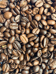 coffee beans background, close up shot