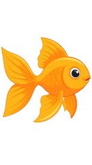 A vibrant orange cartoon fish with exaggerated features