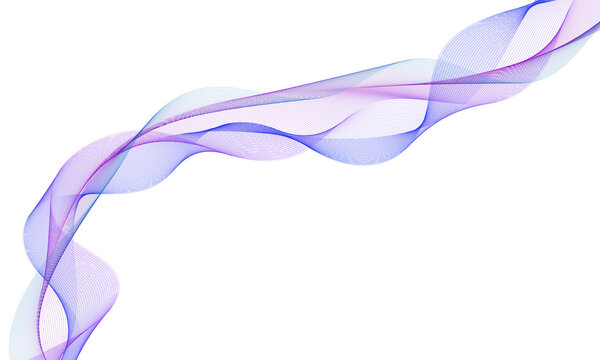 Abstract flowing wave in purple, blue  and pink tones creating a magical dynamic visual effect  on transparent isolated background
