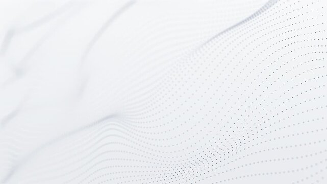 Particles gray wave Cyber technology background loop. Abstract seamless animation of mesh glowing dots digital luxurious wave particles flows background, Motion of digital data flow.