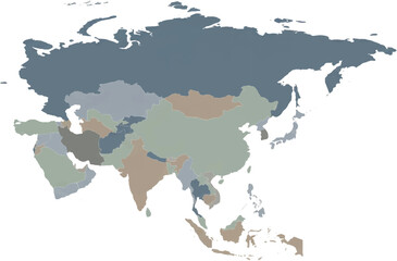 Fototapeta premium Detailed Political Map of the Asian Continent Displaying National Boundaries