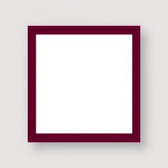 Empty Maroon Frame: An elegant square maroon frame hangs on a plain wall, inviting personalization and artistic expression, perfect for showcasing memories, art, or design.