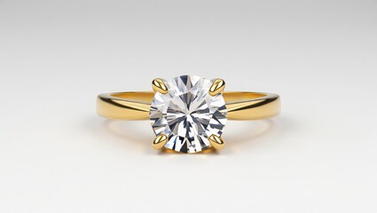 Exquisite Engagement Ring: A close-up shot of a radiant gold ring with a sparkling diamond, embodying elegance, commitment and the promise of a bright future.