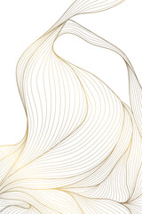 Elegant gold line wave pattern, white background, abstract wavy curves, smooth flowing design. Luxury vector illustration, Japanese ornament, modern geometric shapes, premium wallpaper, cover.