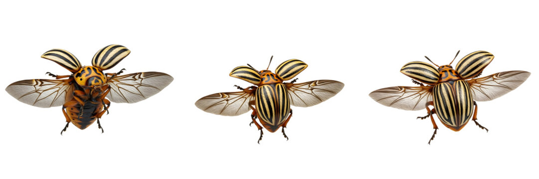 FLIYING Ten-lined June beetle SET OF IN WHITE BACKGROUND HIGH QUALITY PNG FILE.,,