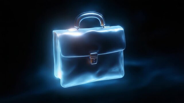 A mesmerizing translucent briefcase glowing with ethereal light, symbolizing innovation and professionalism, captures the essence of modern communication  