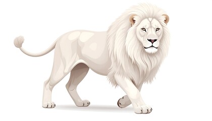 Obraz premium A majestic white lion with a thick mane and regal demeanor on a white background