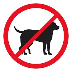 A red circle with a diagonal line through it containing a black dog silhouette