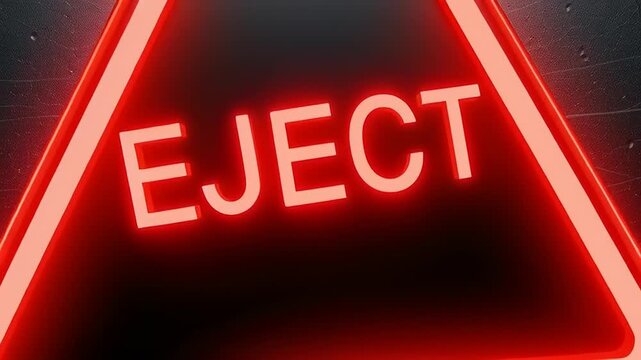 Neon Eject Sign Warning Symbol Alert.