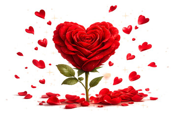 Romantic Valentine Roses With Heart Gift Isolated On Transparent Background