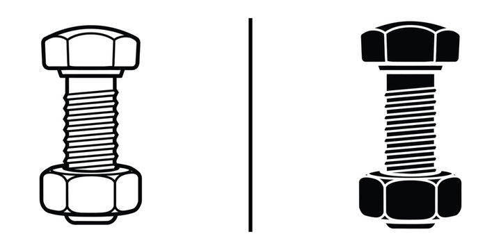 A detailed illustration of two bolts with nuts and washers on a white background