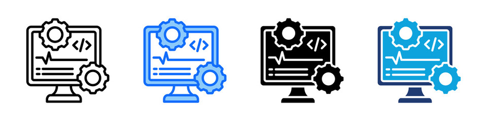 Obraz premium Process Monitor Icon Set Multi Style Vector Illustration
