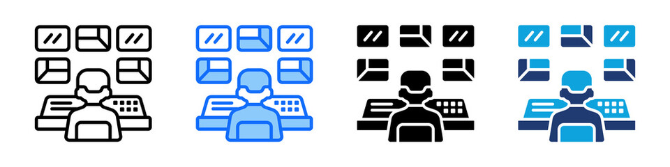 Control Room Icon Set Multi Style Vector Illustration